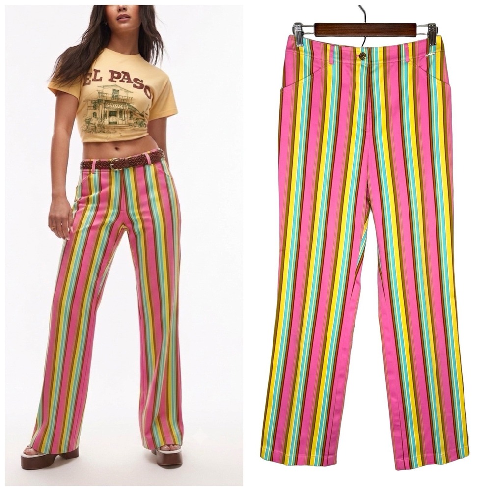 Vintage St. John Sport By Marie Gray Size 6 Striped Straight Pants Colorful